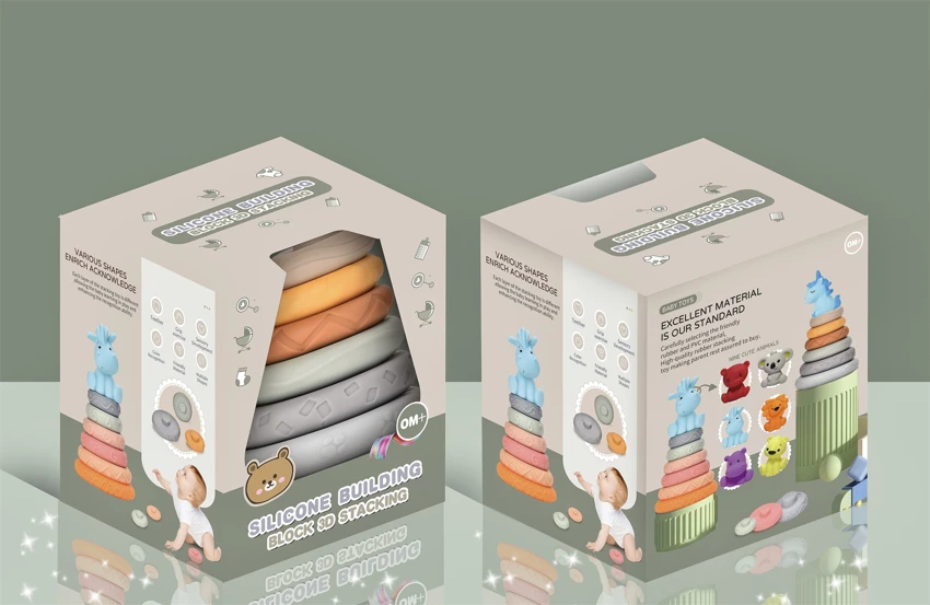 Soft Rubber Stacking Toy Rainbow Rings Bathroom Toy Educational Early Learning Multi-dimensional Perception Color Difference Recognition