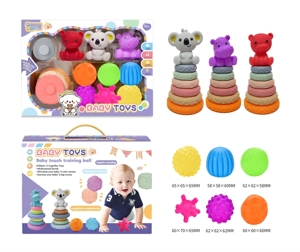 Rubber stacking blocks rainbow ring game. Soft balls. Baby touch balls. Water play balls. Squeeze balls. Hand-grip balls. Bath toys. Water spray toys