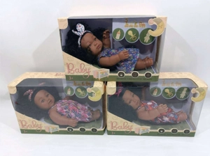 3 styles of 30CM rubber black-skinned girl dolls with IC, mixed pack