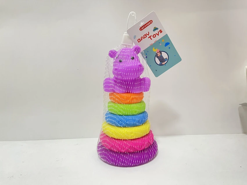 Soft Rubber Stacking Toy Rainbow Rings Bathroom Toy Educational Early Learning Multi-dimensional Perception Color Difference Recognition