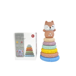 Enamel soft glue Jenga toys can gnaw on building blocks, educational early education toys 6 plus animals in a box, gel animal stacking Jenga stacked circle rubber toys