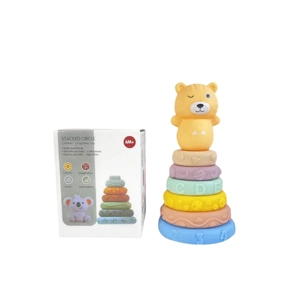 Rubber soft stacking toy, chewable building blocks, educational early learning toy, 6 pieces with animal box set, rubber animal stacking toy, stacking ring, rubber toy