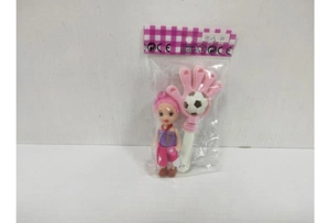 Hand rattle with 3-inch doll