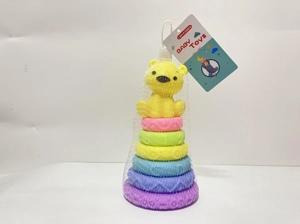 Soft Rubber Stacking Toy Rainbow Rings Bathroom Toy Educational Early Learning Multi-dimensional Perception Color Difference Recognition