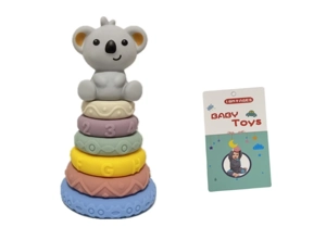 Soft Rubber Stacking Toy Rainbow Rings Bathroom Toy Educational Early Learning Multi-dimensional Perception Color Difference Recognition