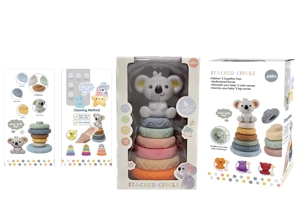 Rubber Soft Rubber Stack Rainbow Ring. Bathroom Toy. Educational Early Learning. Multi-dimensional Perception. Color Difference Recognition.