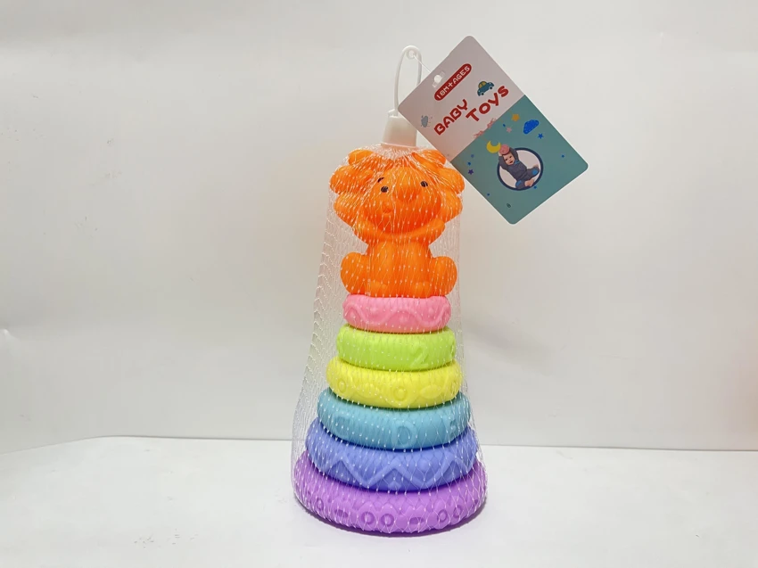 Soft Rubber Stacking Toy Rainbow Rings Bathroom Toy Educational Early Learning Multi-dimensional Perception Color Difference Recognition