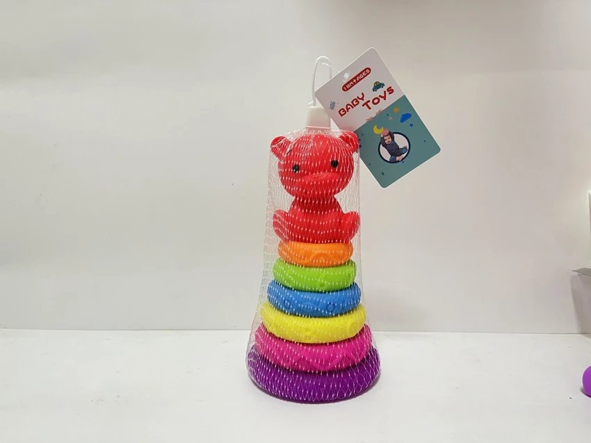 Soft Rubber Stacking Toy Rainbow Rings Bathroom Toy Educational Early Learning Multi-dimensional Perception Color Difference Recognition
