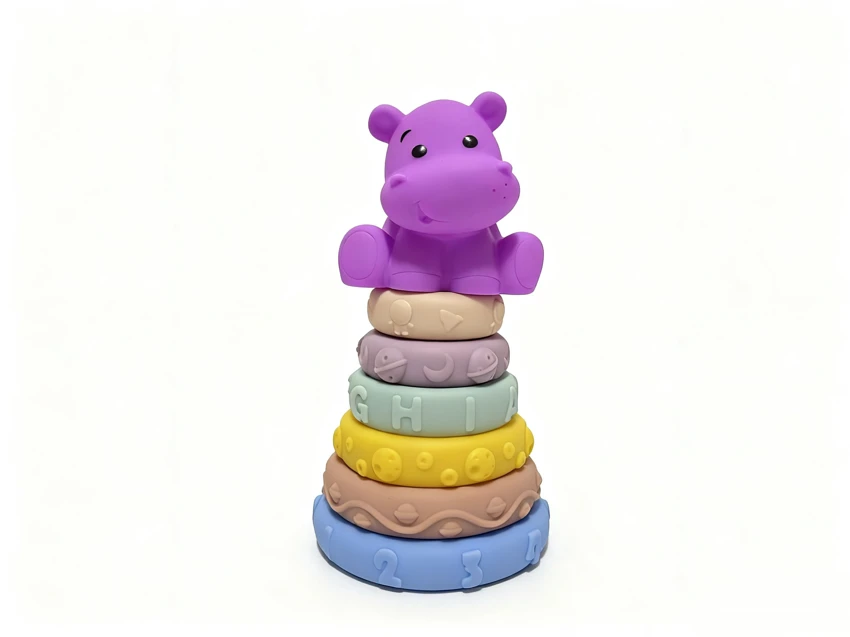 Enamel soft gel Jenga toy can gnaw on building blocks Educational early education toy 6 layers plus animal outfit Enamel animal Jenga stacked circle enamel toy
