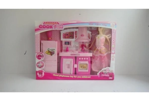 Detachable Cabinet Barbie Refrigerator Pink with Lights and Music