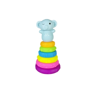 Enamel soft gel Jenga toy can gnaw on building blocks Educational early education toy 6 layers plus animal outfit Enamel animal Jenga stacked circle enamel toy
