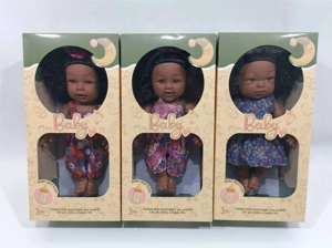 3 styles of 30CM rubber black-skinned girl dolls with IC, mixed pack