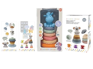 Rubber Soft Rubber Stack Rainbow Ring. Bathroom Toy. Educational Early Learning. Multi-dimensional Perception. Color Difference Recognition.