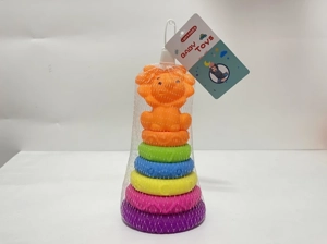 Soft Rubber Stacking Toy Rainbow Rings Bathroom Toy Educational Early Learning Multi-dimensional Perception Color Difference Recognition