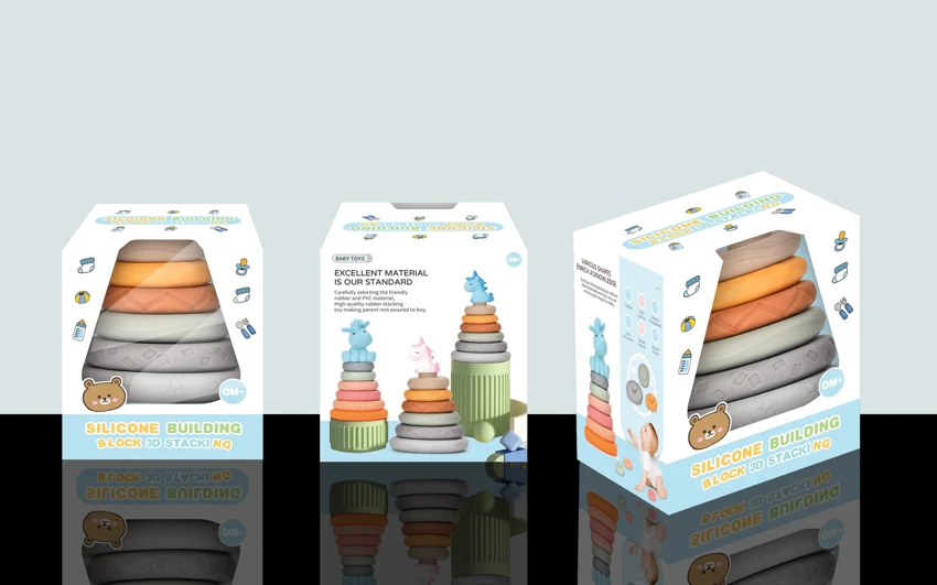 Soft Rubber Stacking Toy Rainbow Rings Bathroom Toy Educational Early Learning Multi-dimensional Perception Color Difference Recognition