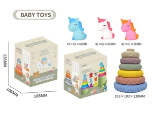 Soft Rubber Stacking Toy Rainbow Rings Bathroom Toy Educational Early Learning Multi-dimensional Perception Color Difference Recognition