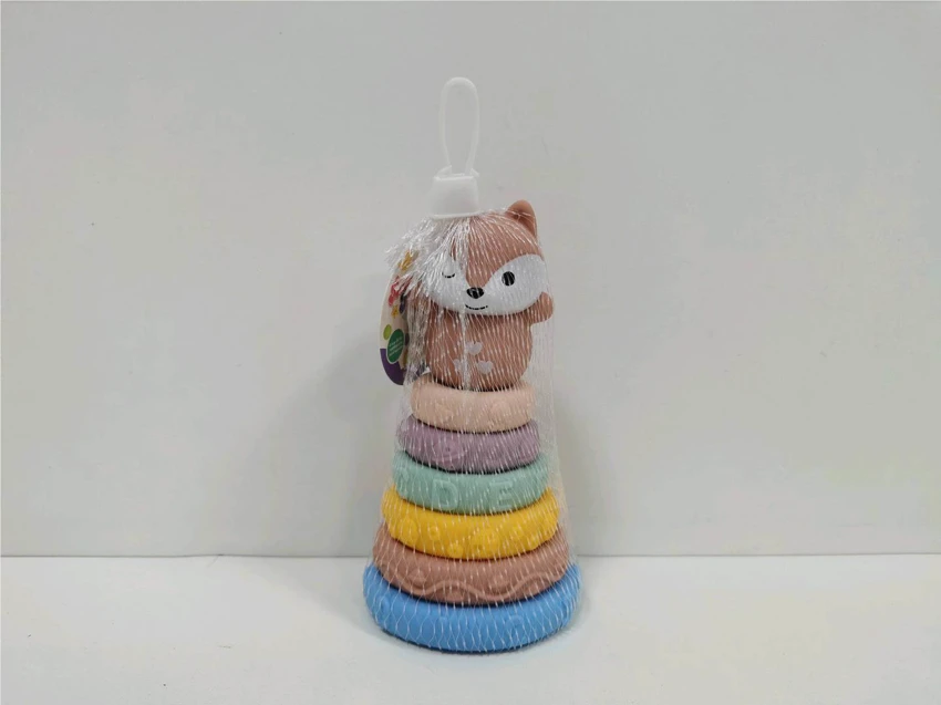 Enamel soft gel Jenga toy can gnaw on building blocks Educational early education toy 6 layers plus animal outfit Enamel animal Jenga stacked circle enamel toy