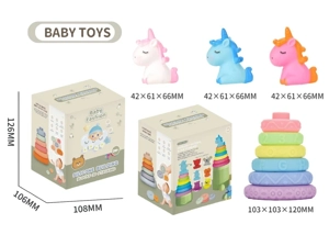 Soft Rubber Stacking Toy Rainbow Rings Bathroom Toy Educational Early Learning Multi-dimensional Perception Color Difference Recognition