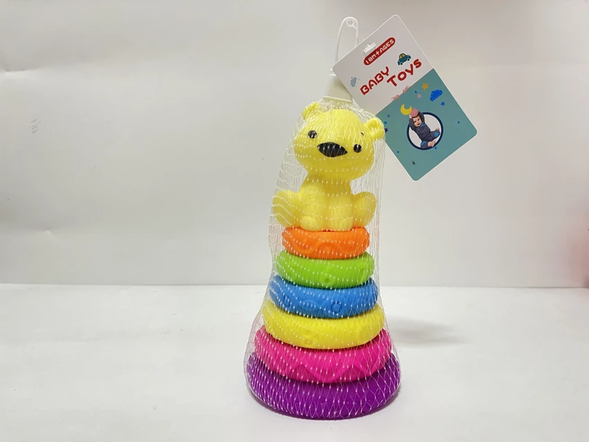 Soft Rubber Stacking Toy Rainbow Rings Bathroom Toy Educational Early Learning Multi-dimensional Perception Color Difference Recognition