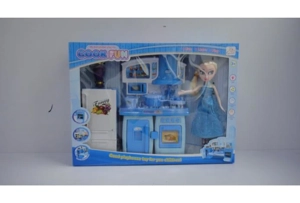 Modular Cabinet Ice and Snow Barbie Refrigerator Blue with Lights and Music