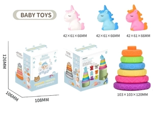 Soft Rubber Stacking Toy Rainbow Rings Bathroom Toy Educational Early Learning Multi-dimensional Perception Color Difference Recognition