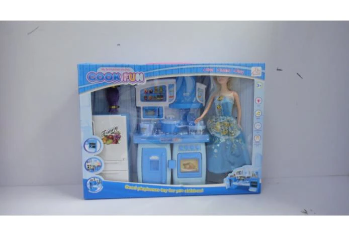 Modular Cabinet Barbie Refrigerator Blue with Lights and Music