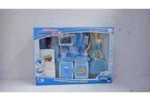 Modular Cabinet Barbie Refrigerator Blue with Lights and Music