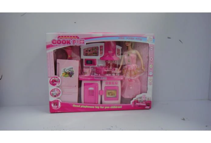 Detachable Cabinet Barbie Refrigerator Pink with Lights and Music