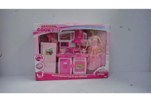 Detachable Cabinet Barbie Refrigerator Pink with Lights and Music