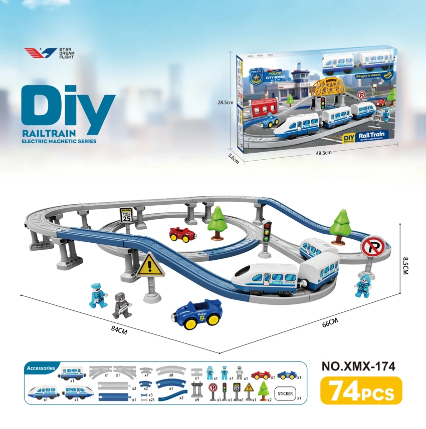 DIY assembly electric rail train/74PCS