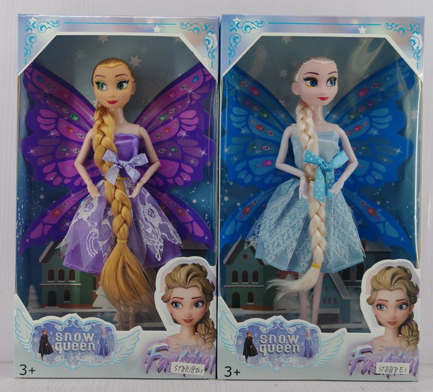 11.5-inch articulated long-braided ice butterfly fairy