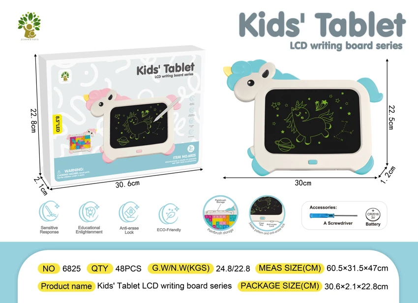 8.5 inch unicorn LCD writing tablet monochrome (with press music)