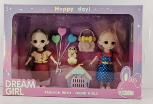 6-inch realistic double Ye Luoli doll with dog, balloon, bag, and doghouse