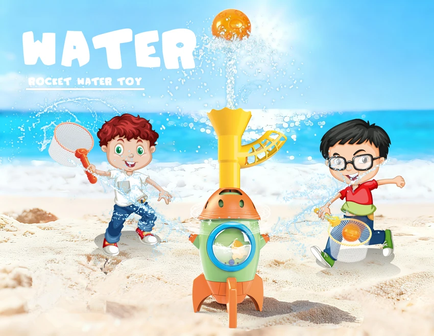 Pool sprinkler rocket catch ball 2 in 1