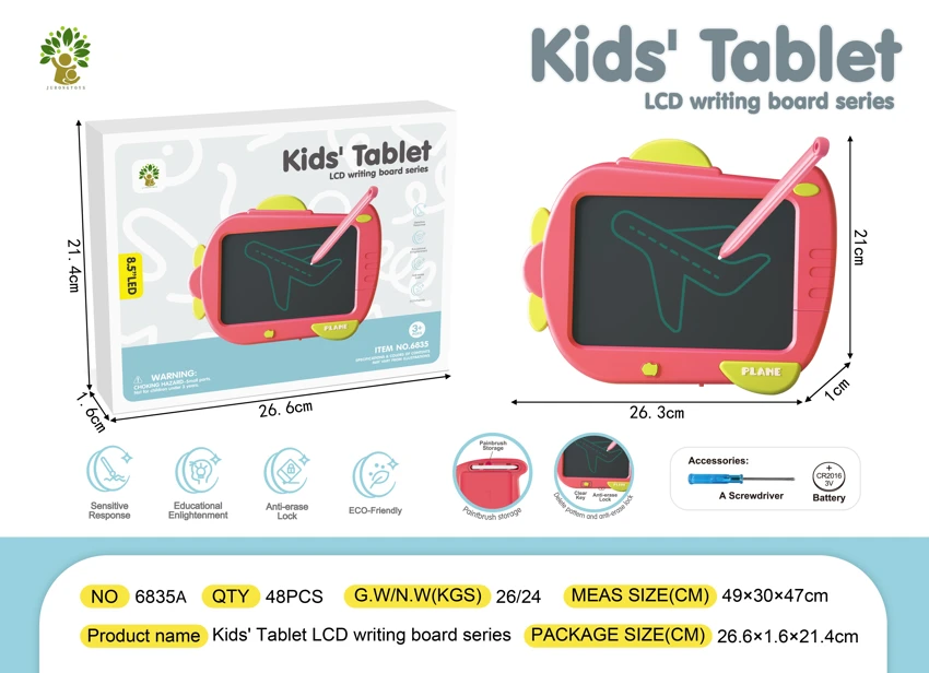 8.5 Inch Cartoon Airplane Writing Board (Color)