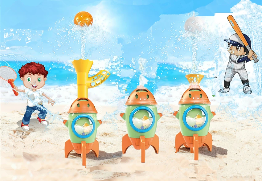 Pool sprinkler rocket catch baseball 3-in-1