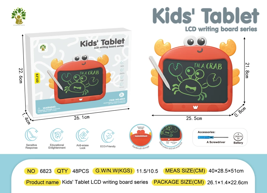 8.5 Inch English Crab LCD Writing Tablet Monochrome (Delivery Battery, Screwdriver and Pen)