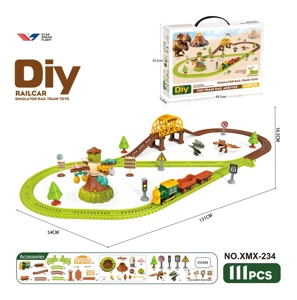 DIY Assembled Electric Track Car/111PCS (Dinosaur Series)
