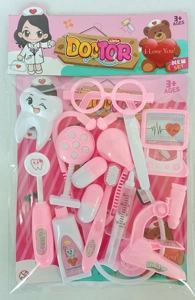 Pink pretend play medical tools