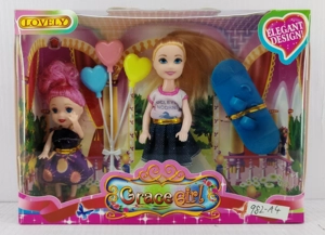 5-inch lifelike little Kelly with balloon skateboard Barbie doll