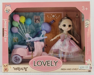 6-inch realistic Ye Luoli doll with motorcycle, helmet, and balloon