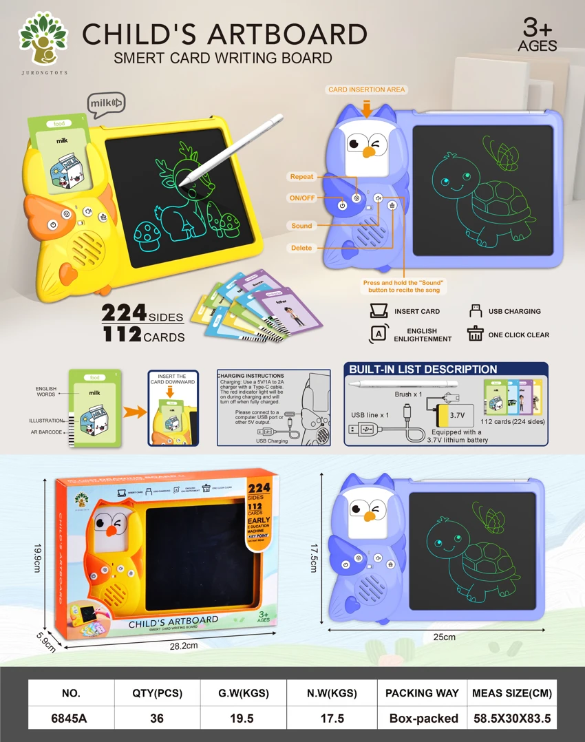 8.5-inch owl card LCD writing board color screen