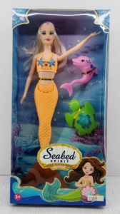 11.5-inch mermaid with small whale and sea turtle