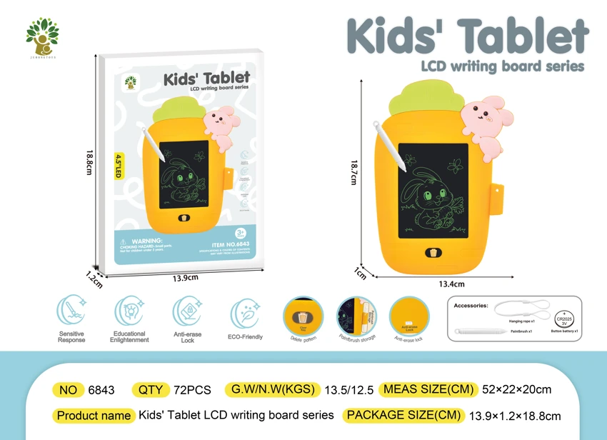 4.5-inch cartoon rabbit LCD writing tablet color screen