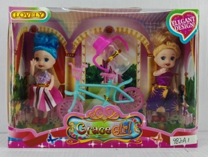 3.5-inch little Kelly 2 Barbie dolls with bicycle and baby bottle