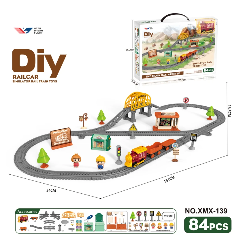 DIY assembly electric rail car/84PCS