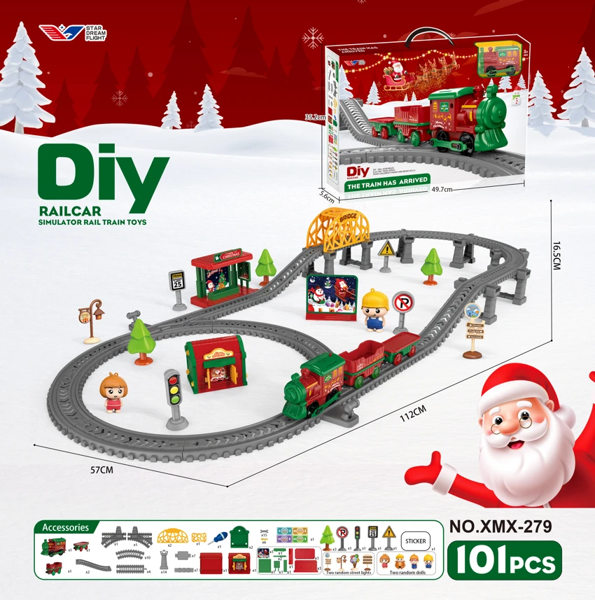 Christmas Theme DIY Assembled Electric Track Car/101PCS