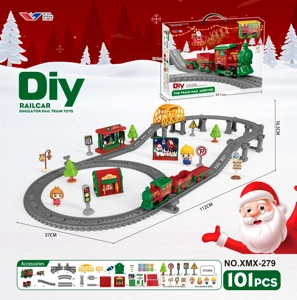 Christmas Theme DIY Assembled Electric Track Car/101PCS