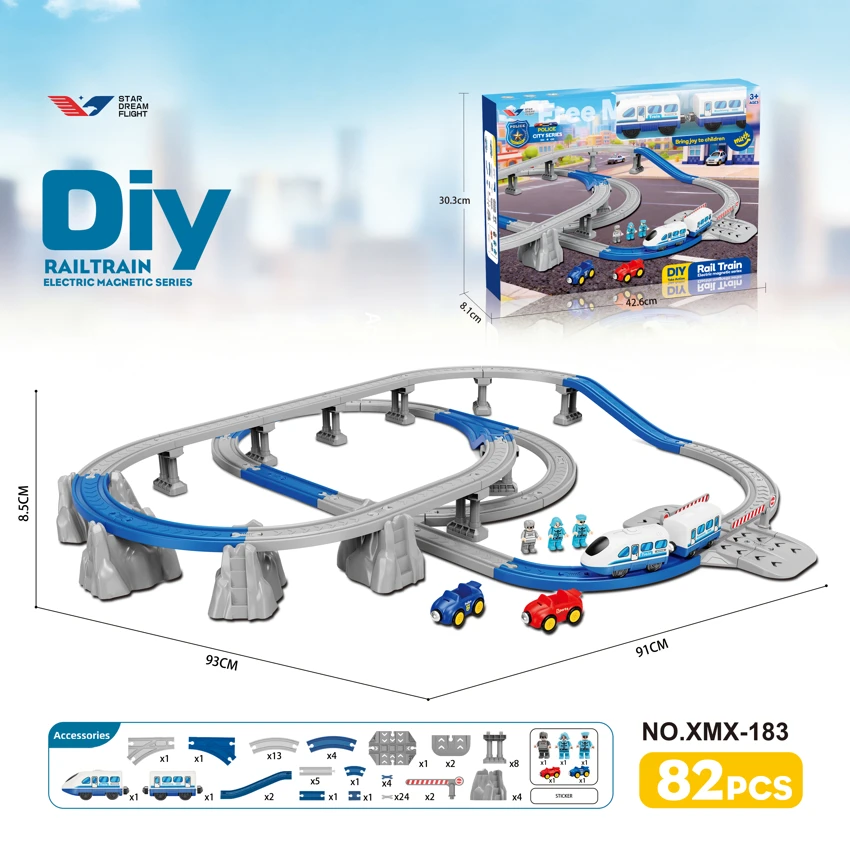 DIY assembly electric rail train/82PCS
