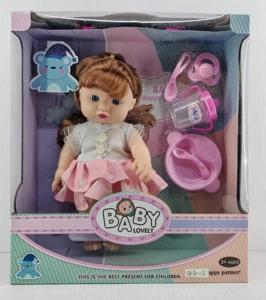 14-inch rubber chubby baby with music tableware, baby bottle, and pacifier